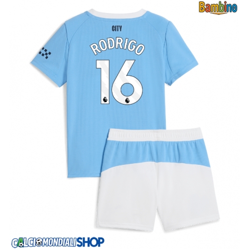 Maglie da calcio Manchester City Rodri Hernandez #16 Prima Maglia Bambino 2025-26 Manica Corta + Pantaloni corti)